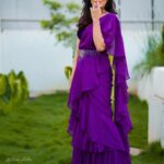 Rashmi Gautam Instagram - Outfit by @varahi_couture P.c @ravi_cross_clickx #rashmigautam #purple #fusionwear #sareefashion #readymadesaree