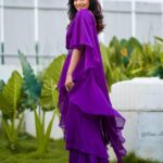 Rashmi Gautam Instagram – Outfit by @varahi_couture 
P.c @ravi_cross_clickx 

#rashmigautam #purple #fusionwear #sareefashion #readymadesaree