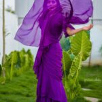 Rashmi Gautam Instagram – Outfit by @varahi_couture 
P.c @ravi_cross_clickx 

#rashmigautam #purple #fusionwear #sareefashion #readymadesaree