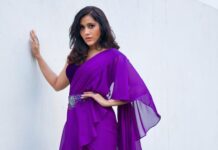 Rashmi Gautam Instagram - Outfit by @varahi_couture P.c @ravi_cross_clickx #rashmigautam #purple #fusionwear #sareefashion #readymadesaree