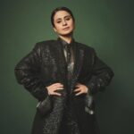 Rasika Dugal Instagram - Last night for #GQBestDressed2023 #GQIndia 💚 Outfit: @nirmooha Jewellery: @isharya MUA: @myrra_makeup_art Hairstyling: @bhaktilakhani Styling: @who_wore_what_when 📸: @kevinsheth