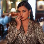 Richa Chadha Instagram - The most fun part about promoting a film is that you get to dress like you wouldn’t irl … in this case, Bholi is one of the most iconic characters ever, so we are exploring the wild side, and having some fun with animal prints! This slouchy, shiny, snakeskin print pant suit made me feel like an 80s Hindi film villain ! 👖 🧥 @zara 💎 👂 💍 - @amamajewels Hand cuff- @ishhaara @ascend.rohank Styled by- @anishagandhi3 @rochelledsa HMU- @harryrajput @glazoschool and team @gurmukh_singh07 Assistant stylist- @_m.a.h.i._ 📸 @denyrajput #fashiongram #Fukrey3promotions #RichaChadha #BholiPunjaban #Funjaban #areyoustillreadingthis