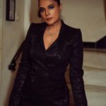 Richa Chadha Instagram - Stepped out n up last night for @gqindia best dressed party✨ 🖤 👗 @isabelmarant 👠 @stevemaddenindia 💎@beenarahejafinejewellery 👄 @harryrajput64 @glazoschool Hair - Sapna Styled by @anishagandhi3 @rochelledsa . Fastest fingers first photography by @denyrajput 📸 #fashgram #stylequotient #NoFads #NoShade #richaChadha #party #chaloGN #readingHashtagsIsKnownToImproveReadingSkillsNot