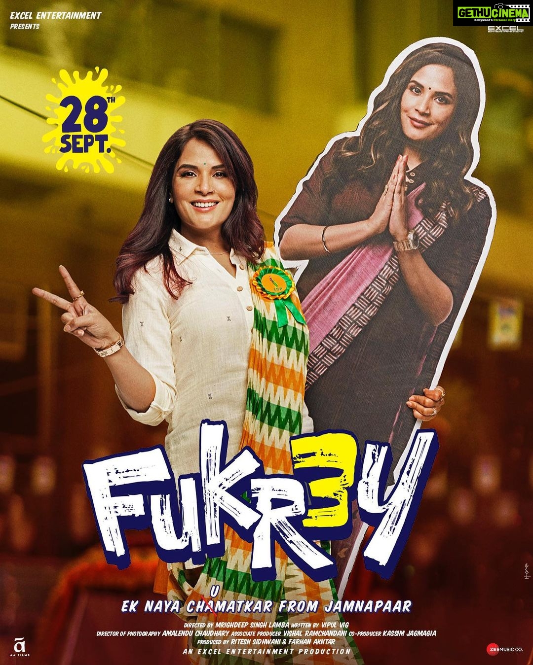 Richa Chadha Instagram - Fukron se miliye now, not later, picture ke pehele aata hai trailer. #Fukrey3 trailer out tomorrow. @pulkitsamrat @fukravarun @oyemanjot @pankajtripathi @therichachadha @mriglamba @excelmovies @ritesh_sid @faroutakhtar @vipulhappy @amalendu_dop @kassimjagmagia @vishalrr @imanojchouhan @aafilms.official @zeemusiccompany