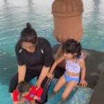 Rucha Hasabnis Instagram - Pool, fog and family. Perfect equation for happiness 💙💦 . . #familytime #love #happiness