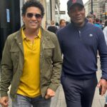 Sachin Tendulkar Instagram - Casually bumped into another keen golfer today! 😂😂 @brianlaraofficial #london #friends #golf