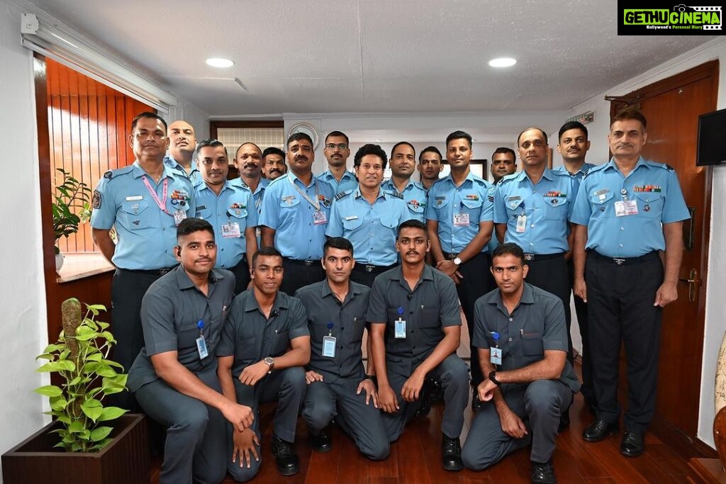 Sachin Tendulkar Instagram - It was wonderful to spend time with CAS Air Chief Marshal VR Chaudhari and the dedicated personnel of the @indianairforce. The commitment to safeguarding our skies fills me with immense pride. A salute to the courage, dedication, and relentless spirit of this one big team. #IndianAirForce #IAF 🇮🇳