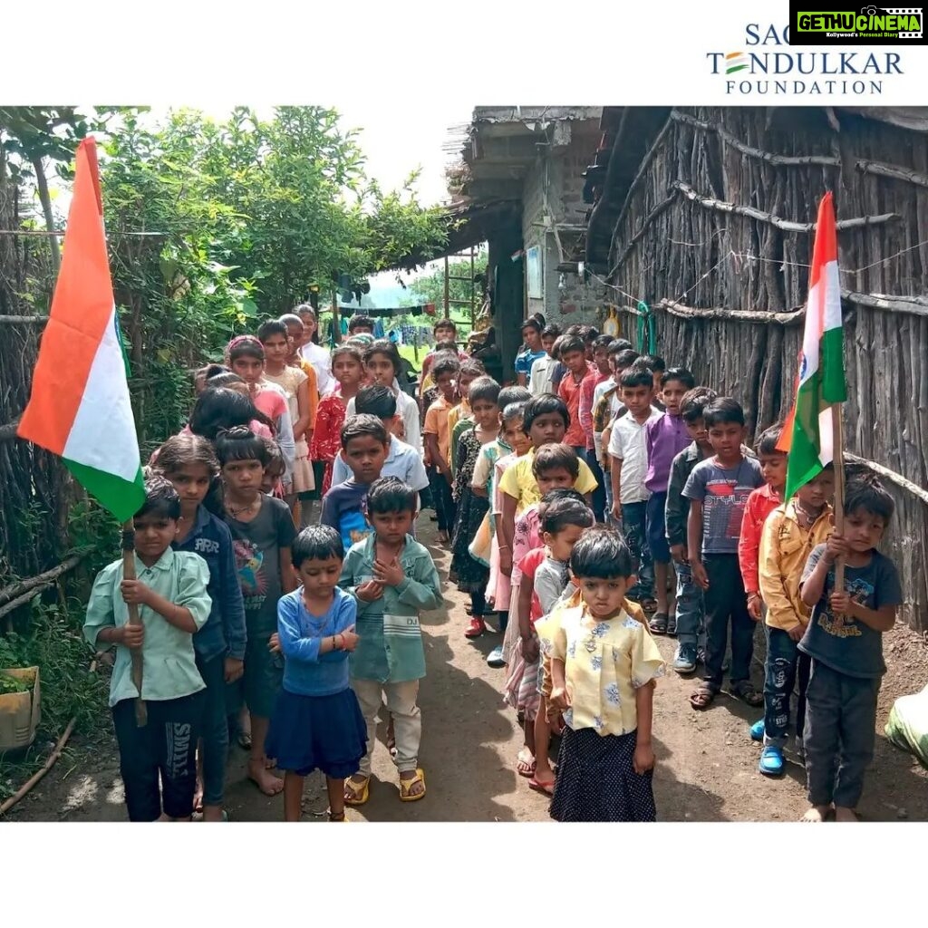 Sachin Tendulkar Instagram - Talent, dreams and passion exist in the farthest corners. With the right opportunities, these children will fuel the India of tomorrow. A glimpse of Independence Day celebrations from our Seva Kutirs in rural Madhya Pradesh. #STF #IndependenceDay