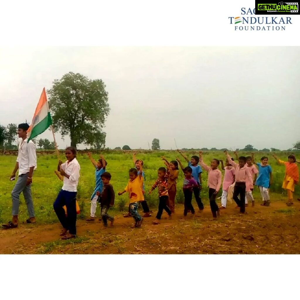 Sachin Tendulkar Instagram - Talent, dreams and passion exist in the farthest corners. With the right opportunities, these children will fuel the India of tomorrow. A glimpse of Independence Day celebrations from our Seva Kutirs in rural Madhya Pradesh. #STF #IndependenceDay