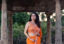 Sadha Instagram - #neethonedance show on @starmaa 🧡🧡🧡 Every Sat Sun @9:00 pm! 🤩💫 Stylist @harinireddym Designer @waterlilies_by_label_harshala Jewellery @kushalsfashionjewellery VC @prashanth_photo_graphy #sadaa #judge #danceshow #realityshow