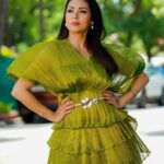 Sadha Instagram - Go green! 😀💚 For #neethoneydance @starmaa Every Sat Sun at 9 pm ☺️ Styled by @harinireddym 🫶 PC @sowmyartphotography #sadaa #judge #realityshow #danceshow