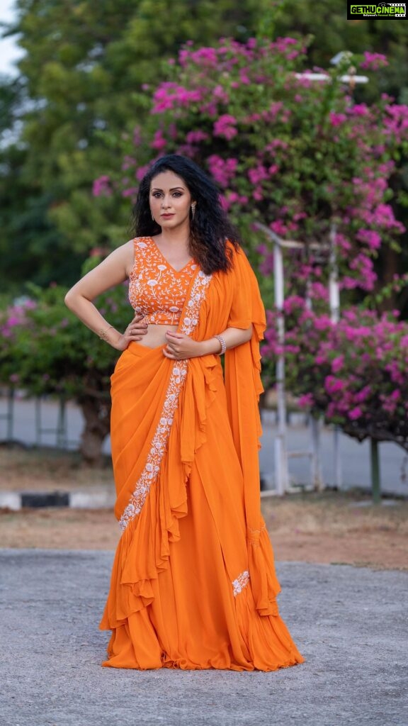 Sadha Instagram - All set for the most entertaining #neethonedance show on @starmaa 🧡🧡🧡 Every Sat Sun @9:00 pm! 🤩💫 Stylist @harinireddym Designer @waterlilies_by_label_harshala Jewellery @kushalsfashionjewellery VC @prashanth_photo_graphy #sadaa #judge #danceshow #realityshow Hyderabad