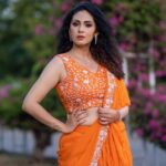 Sadha Instagram - #neethonedance show on @starmaa 🧡🧡🧡 Every Sat Sun @9:00 pm! 🤩💫 Stylist @harinireddym Designer @waterlilies_by_label_harshala Jewellery @kushalsfashionjewellery VC @prashanth_photo_graphy #sadaa #judge #danceshow #realityshow