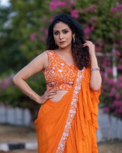 Sadha Instagram - #neethonedance show on @starmaa 🧡🧡🧡 Every Sat Sun @9:00 pm! 🤩💫

Stylist @harinireddym 
Designer @waterlilies_by_label_harshala 
Jewellery @kushalsfashionjewellery 
VC @prashanth_photo_graphy 

#sadaa #judge #danceshow #realityshow