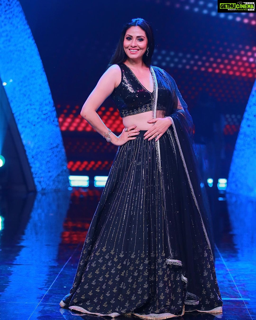 Sadha Instagram - For #neethoneydance on @starmaa 🪩🧿 Styling @harinireddym Designer @labelmanasamovva Jewellery @houseofqc Asst @rakeshmanchi PC @ranjithpawan_photography #danceshow #realityshow #judge #sadaa