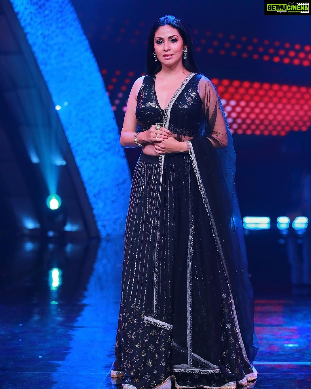 Sadha Instagram - For #neethoneydance on @starmaa 🪩🧿 Styling @harinireddym Designer @labelmanasamovva Jewellery @houseofqc Asst @rakeshmanchi PC @ranjithpawan_photography #danceshow #realityshow #judge #sadaa