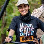 Sadha Instagram - Moments like these! It’s special as it was clicked after I added 3 new tigers in the list of tigers I have seen so far & I’m seen wearing my fav @animalsaveindia Tshirt! 💚 Thank you @araalexanderofficial for capturing this & sharing it with me.. ☺️ #picoftheday #wildlifer #tadoba Tadoba - Andhari Tiger Reserve