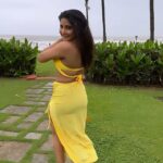 Sakshi Agarwal Instagram - Lets hit it🔥 . #goabeach #goadiaries #birthdayreel #instareels #reelsinstagram #feelitreelit #goatourism #yellowswimsuit #sakshiagarwal #taj Taj Holiday Village Resort & Spa
