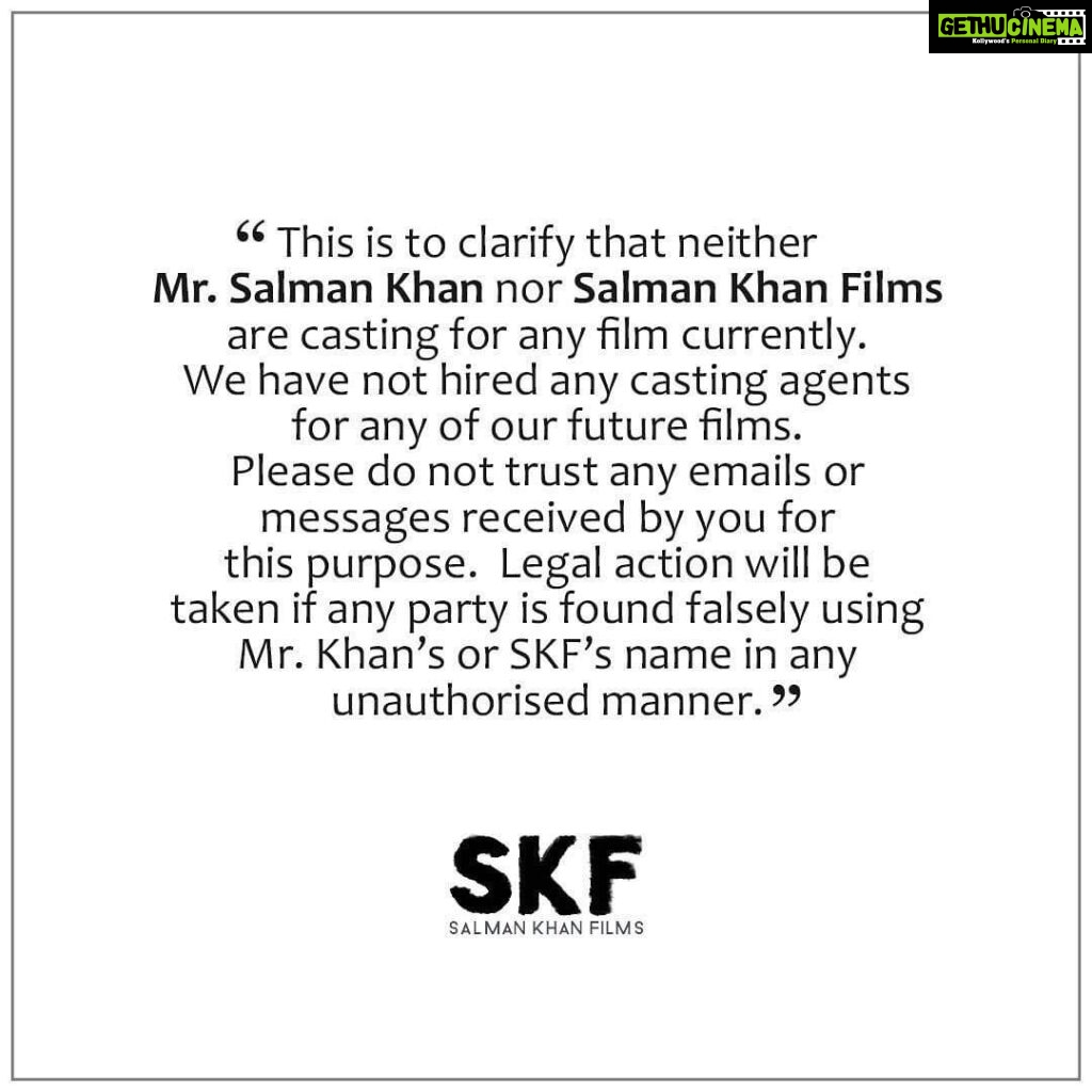 Salman Khan Instagram - Official Notice!