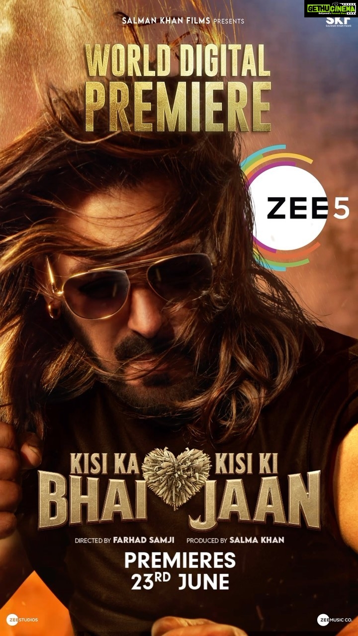 Salman Khan Instagram - Watch action, drama aur romance se packed #KisiKaBhaiKisiKiJaan, World Digital Premiere on 23rd June only on @zee5 #BhaijaanOnZEE5 @hegdepooja @venkateshdaggubati @farhadsamji @iamjaggubhai_ @bhumika_chawla_t @singhvijender #AbhimanyuSingh @raghavjuyal @jassie.gill @thesiddharthnigam @shehnaazgill @palaktiwarii @vinali_bhatnagar @ravibasrur @realhimesh @thesajidwajid @sukhbir_singer @thisisdsp @payaldevofficial @amaal_mallik @vmanikandandop @shamiraah28 @skfilmsofficial @zeestudiosofficial @ZeeMusicCompany @manish_kalra_ @zee5global @zee5