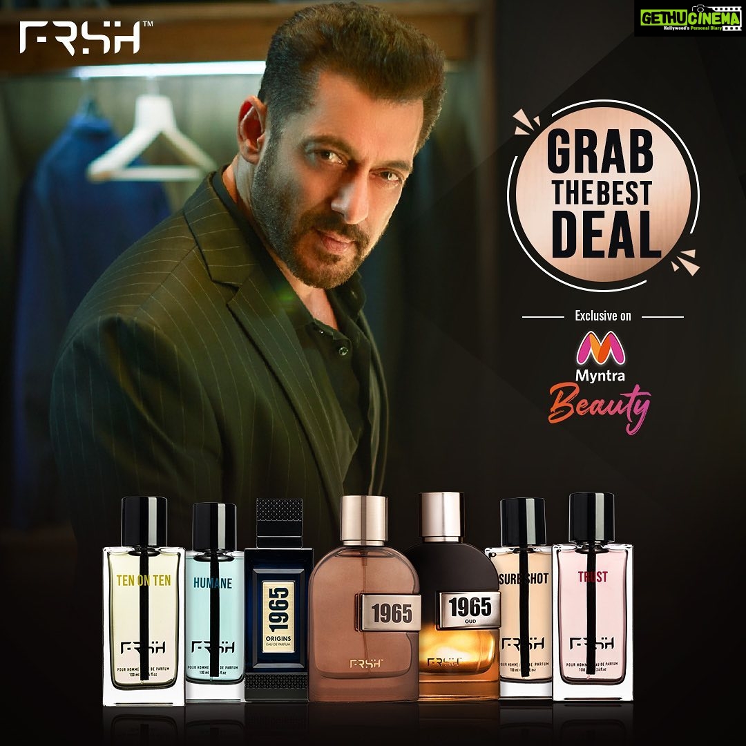 Salman Khan Instagram - Karo din ki shuruaat FRSH ke saath ! Grab the best deal at #Myntra @frshgrooming @myntra @myntrabeauty #FRSH #StayFRSH #perfumes #deodorants #salmankhan #freshness #fragranceformen