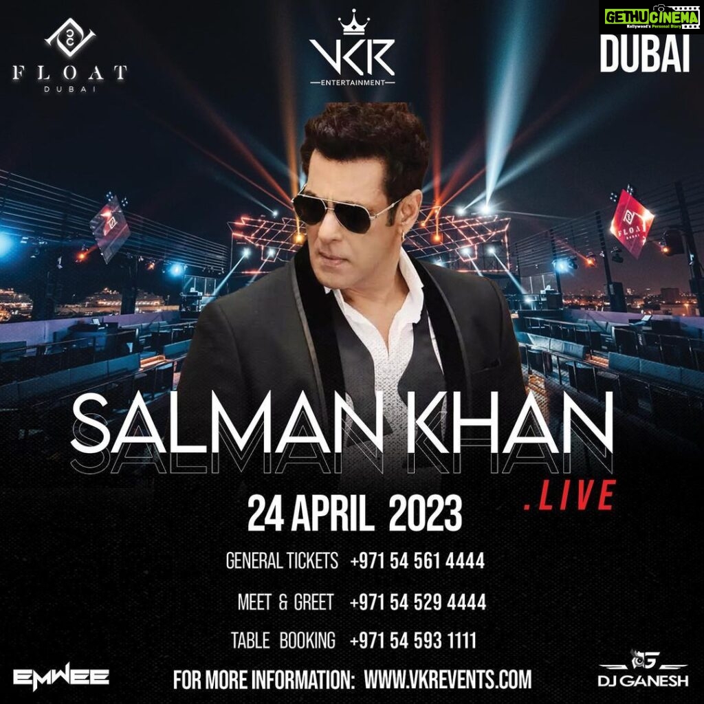 Salman Khan Instagram - Dubai see you on 24th April … @vkrevents @vivekkumarrungta @raghav.sharma.14661
