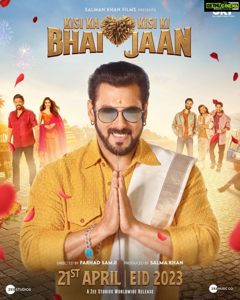 Salman Khan Instagram - One week to release … #KisiKaBhaiKisiKiJaan @hegdepooja @venkateshdaggubati @farhadsamji @iamjaggubhai_ @bhumika_chawla_t @singhvijender #AbhimanyuSingh @raghavjuyal @jassie.gill @thesiddharthnigam @shehnaazgill @palaktiwarii @vinali_bhatnagar @ravibasrur @realhimesh @thesajidwajid @sukhbir_singer @thisisdsp @payaldevofficial @amaal_mallik @vmanikandandop @shamiraah28 @skfilmsofficial @zeestudiosofficial @zeemusiccompany