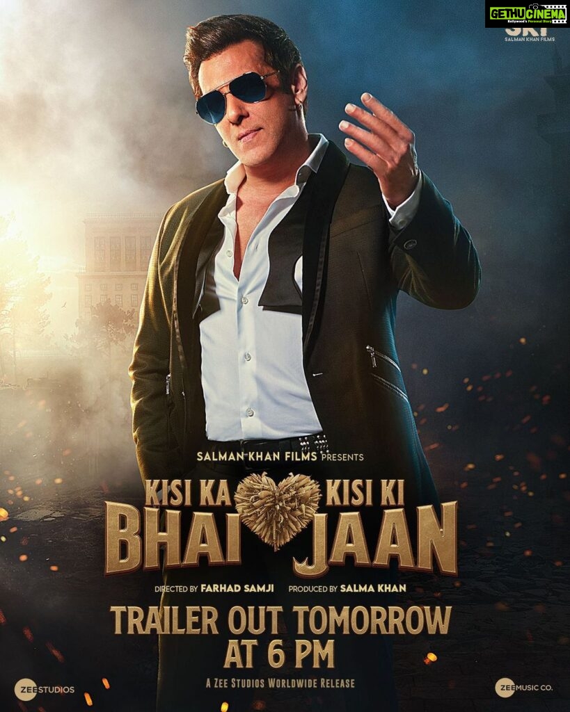 Salman Khan Instagram - Kal apne bhai aur jaan ke saath #KisiKaBhaiKisiKiJaan ka trailer dekho @hegdepooja @venkateshdaggubati @farhadsamji @iamjaggubhai_ @bhumika_chawla_t @singhvijender #AbhimanyuSingh @raghavjuyal @jassie.gill @thesiddharthnigam @shehnaazgill @palaktiwarii @vinali_bhatnagar @ravibasrur @realhimesh @thesajidwajid @sukhbir_singer @thisisdsp @payaldevofficial @amaal_mallik @vmanikandandop @shamiraah28 @skfilmsofficial @zeestudiosofficial @zeemusiccompany