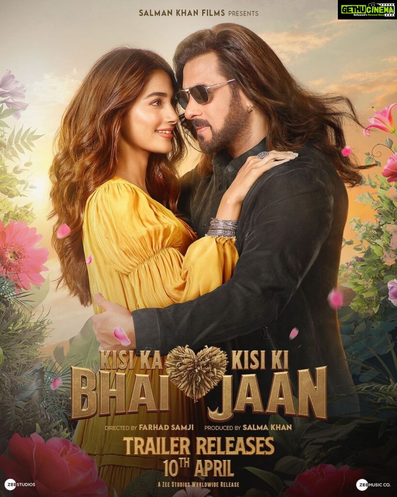 Salman Khan Instagram - #KisiKaBhaiKisiKiJaan Trailer out on April 10th. @hegdepooja @venkateshdaggubati @farhadsamji @iamjaggubhai_ @bhumika_chawla_t @singhvijender #AbhimanyuSingh @raghavjuyal @jassie.gill @thesiddharthnigam @shehnaazgill @palaktiwarii @vinali_bhatnagar @ravibasrur @realhimesh @thesajidwajid @sukhbir_singer @thisisdsp @payaldevofficial @amaal_mallik @vmanikandandop @shamiraah28 @skfilmsofficial @zeestudiosofficial @zeemusiccompany