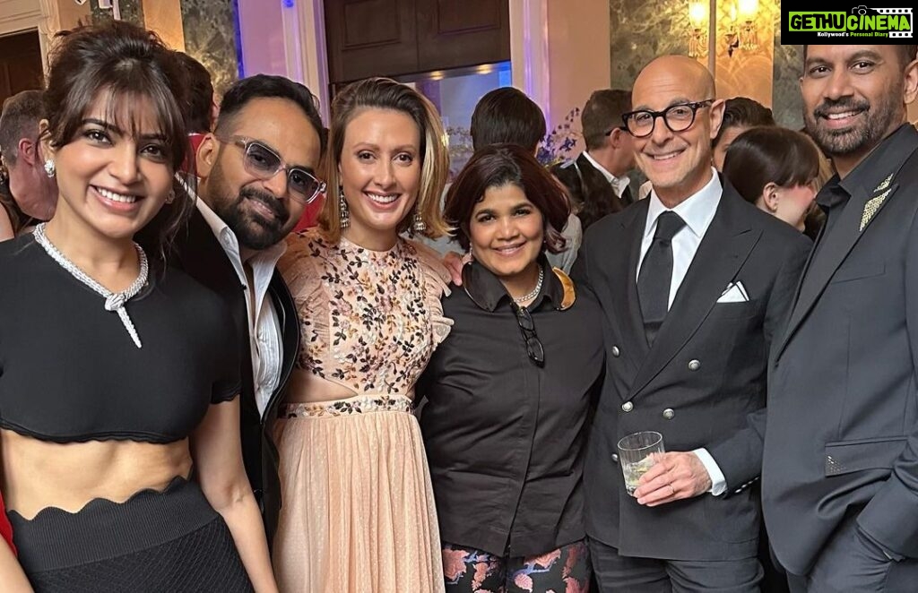 Samantha Instagram - Truly humbled to be amongst some of the world's best at the Global Premiere of Citadel in London. The camaraderie, the creativity, the talent, the love, the shared vision, the dream of the people in that room was so inspiring and invigorating that I feel truly lucky and blessed to be part of this team and the Citadel Universe. In awe of this world created by @therussobrothers and kudos to @primevideo for backing that vision. All the best to @priyankachopra @maddenrichard @stanleytucci Leslie Manville and the stellar star cast 🫶🏻 Be ready to catch the exhilarating series, @citadelonprime on April 28th on @amazonprime. This is just the beginning. We cannot wait to bring to you the Indian chapter soon @rajanddk @varundvn @mensit 😎