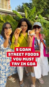 Sameera Reddy Instagram - 🏖️ 5 Goan street food you must try when in Goa! 

1. Ros Omelette: Ros Omelette is one of the most popular street food in Goa. Egg Omelette is topped with thick Flavourful Chicken or Mutton Xacuti gravy and served along with Onion, Lime and Goan Pao.
2. Cutlet Bread: Goan Pao is stuffed with a juicy flavourful rava fried chunk of meat along with veggies and hot sauces.
3. Bhaji Pao: Bhaji pao is a popular Goan street food which is relished for breakfast or as an evening snack. It’s a mix of dried white peas gravy and potato dry sabji had with hot Goan pao.
4. Chicken Cafreal: Chicken cafreal is a Goan dish that is traditionally prepared by braising the chicken in a special cafreal masala along with the infusion of spices, herbs, and pastes.
5. Calva Tonak: A fresh oyster flavourful curry is had with Goan pao and is a crowd-pleaser!

Had Ros Omelette at Hotel Samrat, Saligao
Cutlet bread at D’silva fast food, Mirmar Panaji
Bhaji Pao at Saligao Deck, Saligao
Chicken Cafreal at Texeira’s fast food, Ribandar
Calva Tonak at Cafe Devata, Ribandar

@thatcheesygoan @manjrivarde #goa #foodies
