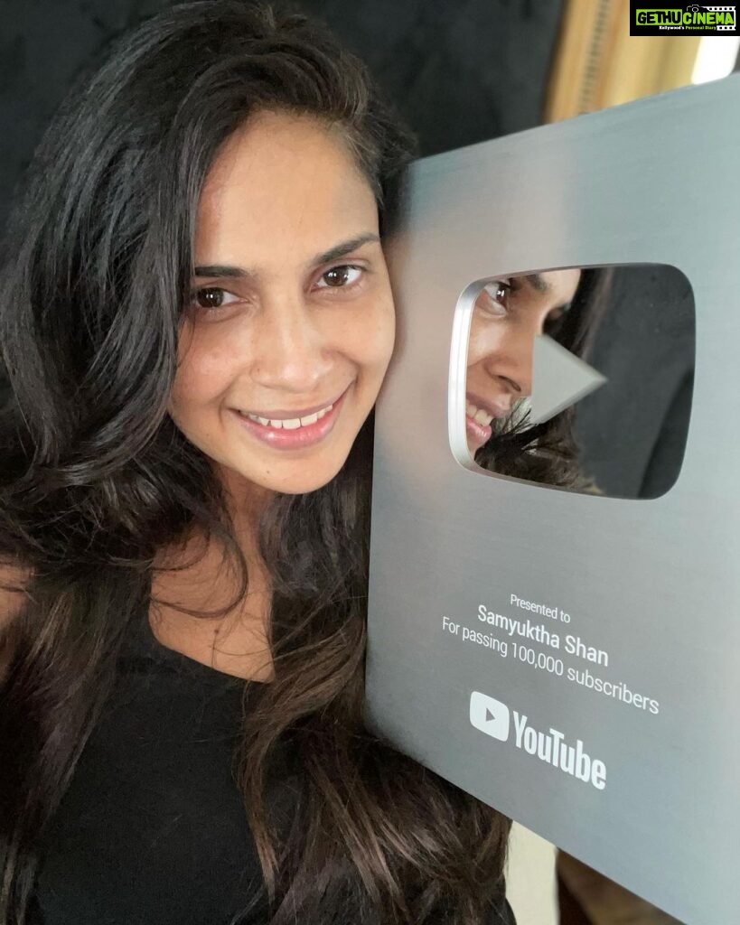 Samyuktha Shanmughanathan Instagram - Thank u for the love my people! ♥️the Silver Play button in less than 3 months 🎉🎉 To hustle hard everyday and achieve something even the smallest thing , well thats a different kind of high ! ♥️
