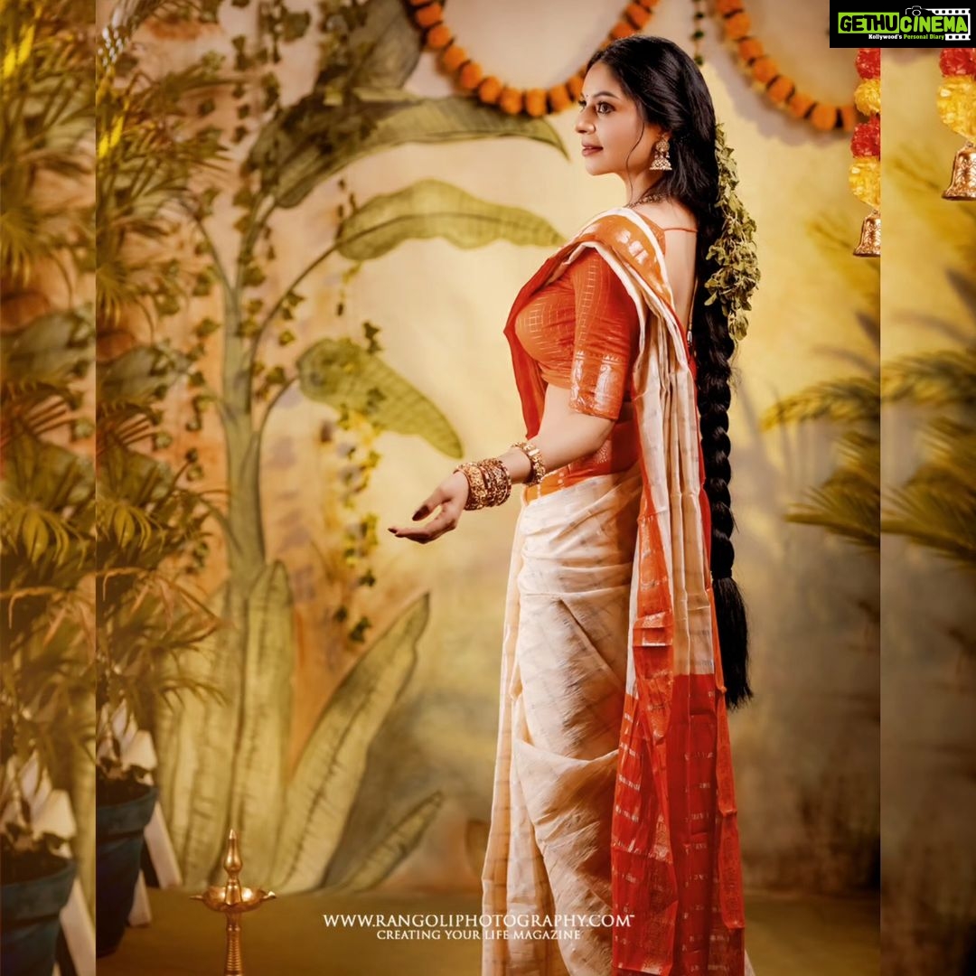 Sanam Shetty Instagram - 🏵️ O.N.A.M 🏵️ . . . Outfit @_sindhufashions_ Photography @rangoli_photography MUH @rithuzmakeupartistry Styling @sindhukruthika @sindhuelangovan06 Jewellery @chennai_jazz #festive #onam #orangecreme #keralastyle #happycelebration