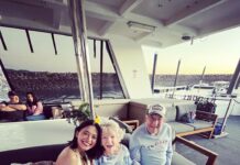 Sayani Gupta Instagram - Meet Audrey & Murray. Both 97. We met them on the Sunset cruise at Hayman. We noticed them &@smritikiran expressed how cute they were. As the 🛥️ took off I couldn’t help go say hi. And the rest is History. So A&M went to school together since they were 4..when he would carry her books for her. They were friends.. (I asked if Murray had a crush on Audrey to which she quickly quipped & said Oh YES!) she knew he liked her and of course there was an understanding. After school and beginning of collage Murray had to go for the War(WWll), he was in the navy. While he was away.. Audrey got married to another man. He came back after the war and married someone else too. They both had children with their respective partners. But kept in touch.Later they both lost their partners. One day Audrey was coming out of her house and a bike came and stood in front of her. On it was a man with 🪖& 🕶️ . She couldn’t see his face & told him why he would stop in front of her this way. As he took out his helmet, he said.. ‘Audrey, you don’t recognise me? It’s Murray!’ She couldn’t believe her eyes. They rekindled their friendship. And sometime later Murray moved in with her. They started dating 6 years ago and got married one and half years ago. Now they live in her house (not his mansion) &travel together. While Murray struggles to remember things (Audrey is sharp), She struggles to walk (Murray wheels her around). It’s the perfect Companionship. I told her how fitting her name was.. Audrey (like Hepburn)! She said ‘You have beautiful hair’. To which Murray added.. ‘Oh Darling! Just the hair! I am sitting here wondering how many marriage proposals she would get in a day!’ Audrey and I slightly choked!😂 As we spoke about other worldly things like kids & disappointments & ailments & coral reefs.. Audrey asked me if I were married & had children.. I told her I wasn’t. So she held both my hands and said.. ‘here’s to finding Mr.Right!’ (Now from their story Mr.R may come when I am 90.. who knows). But as the Sun went down & I had made new friends.. I was reminded of how unexpectedly beautiful life turns out if you let it perhaps! A&M is now, my fav love story. 🤍🤍