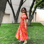 Shamita Shetty Instagram - Colors are the smiles of nature ❤️🦋🌼 👗 : @houseoffett @dipublicrelations . . . . #traveldiaries #dallas #happiness #love #gratitude