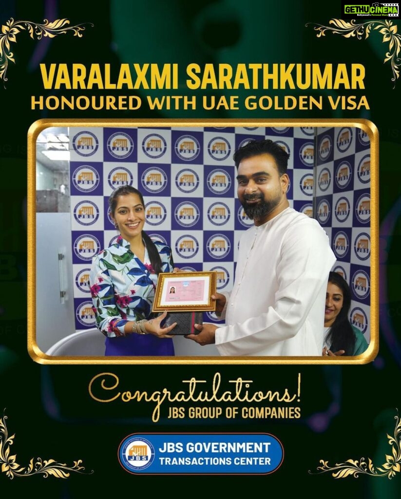 Shamna Kasim Instagram - Feels very elated and proud that we as a company have been issuing the prestigious golden visa’s to the most celebrated and esteemed people of the society and we will be continuing to do it with utmost blessing of our beloved dignitaries …thank you everyone for your constant support and immense blessing which you shower on us .. we will continue to do great work 🙏😍🧿 @varusarathkumar @radikaasarathkumar @dr.shanid_asifali @jbs_group_of_companies @jbs.business_center @jbsbusinessman