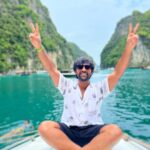 Shanthanu Bhagyaraj Instagram - I wake up every morning with a great desire to live happily 🎉💙 @gtholidays.in #thailand #thailandtravel #thailand🇹🇭 #travel #travelphotography #happy #happyme #livehappy #traveltheworld #onelife #liveit #liveitup #happylife #happinessisallweneed Pileh Lagoon - Phi Phi Islands