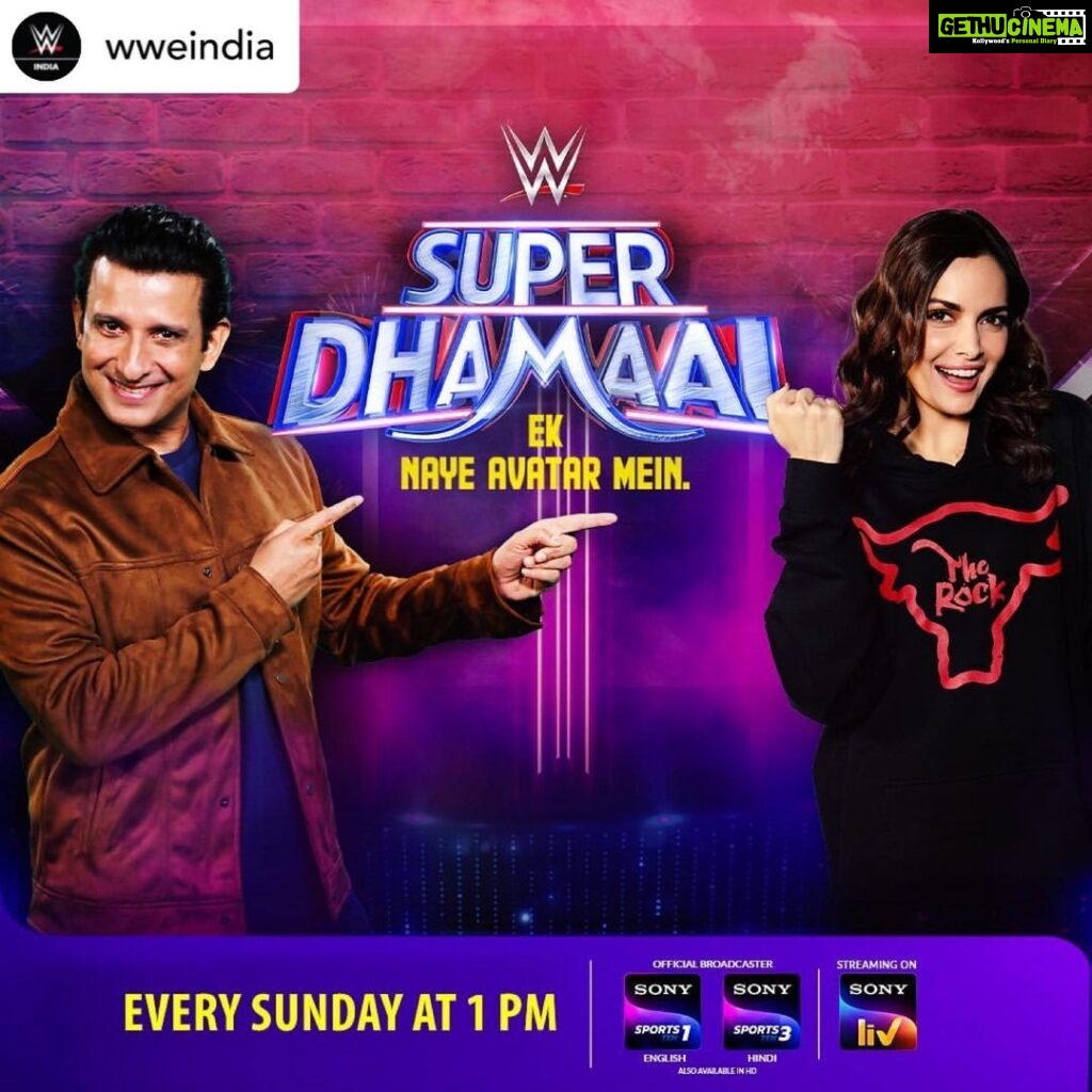 Shazahn Padamsee Instagram - #Repost @wweindia #2023 mein dhamaal hoga aur bhi super because #WWESuperDhamaal is BACK with a new look and new hosts @sharmanjoshi & @shazahnpadamsee! Don’t miss, every #Sunday at 1 PM (IST) on #SonySportsNetwork @sonysportsnetwork