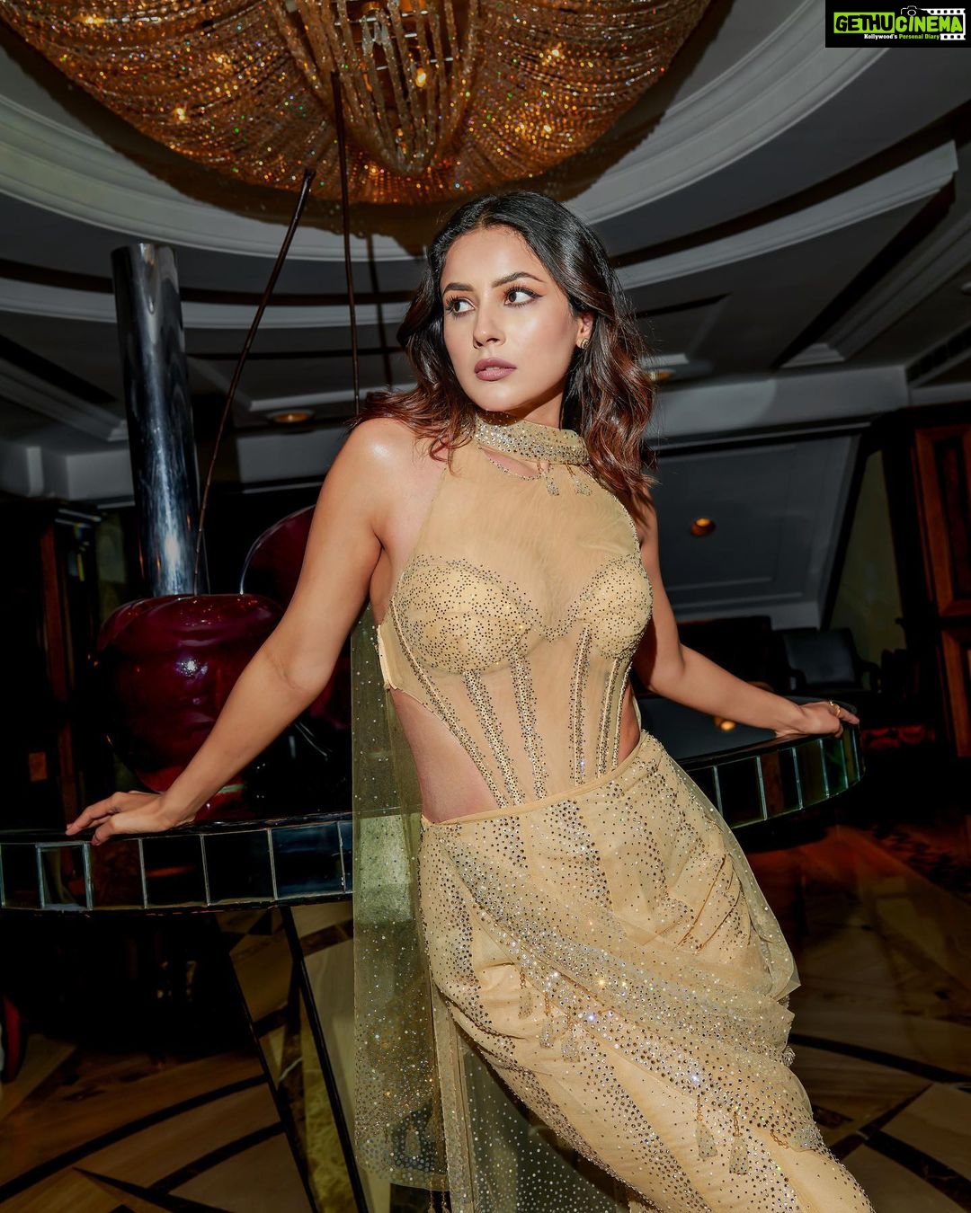 Shehnaaz Kaur Gill Instagram - ⭐️ Styled by - @manishamelwani @devanshi.15 Outfit - @taruntahiliani Earrings - @amrapalijewels Ring - @dashia.in Hair - @cheemabaljit2 Makeup - @sabakhanmakeup Styling Team - @sim.ran_awayy @junni.khyriem @iambidipto_ @gypsy.girl.world @kasliwalriddhi @bhavnaaaaa.r