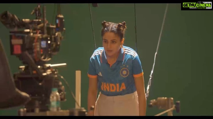 Shehnaaz Kaur Gill Instagram - Shot something very very exciting for WORLD CUP 2023! @starsportsindia #ComingSoon #WorldCupFeverWithShehnaaz #BleedBlue