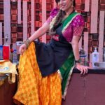 Sherin Instagram - 👩‍🍳👩‍🍳 Costumes - @labelswarupa Make up - @jiyamakeupartistry Hair - @mani_stylist_ Jewellery - @original_narayanapearls #cwc #cookwithcomali #cookwithcomali #cooking #vijaytelevision