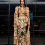 Shibani Dandekar Instagram - What an incredible evening celebrating Indian craftsmanship! Thank you to the Ambanis and @nmacc.india ❤️ The ‘India in Fashion’ exhibit was spectacular! What a night ⭐️ To the incredible team that put these looks together! I have no words ❤️ Thank you for coming through for me Style team extraordinaire @divyakdsouza with @punya.bh @fusionandfashion07 ⭐️ Fabulous HMU @inherchair assisted by @azima_toppo ⭐️ Outfit @anamikakhanna.in ⭐️ Jewellery @golecha_jewels Shoes @jimmychoo @id8mediasolutions On Farhan: Makeup - @swapnil_pathare Custom look by @urvashikaur Custom sandals by @aprajitatoor Photography @asusualunusual
