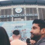 Shibani Dandekar Instagram – There is just nothing like sport! To witness people come together in support of their team is pure magic! The energy in the stadium last night was electric! What an experience and what a game! ManCity you were 🫶🏾 all the best in Istanbul! 

photos by the greatest @sebporter 
Thank you 💙 
@etihad #etihad 
@mancity #mancity 

outfit by my girl @kanikagoyallabel @goyalkanika 🤍
Farhan’s Coat @sshomme 
Shoes @dmodotofficial