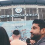 Shibani Dandekar Instagram - There is just nothing like sport! To witness people come together in support of their team is pure magic! The energy in the stadium last night was electric! What an experience and what a game! ManCity you were 🫶🏾 all the best in Istanbul! photos by the greatest @sebporter Thank you 💙 @etihad #etihad @mancity #mancity outfit by my girl @kanikagoyallabel @goyalkanika 🤍 Farhan’s Coat @sshomme Shoes @dmodotofficial
