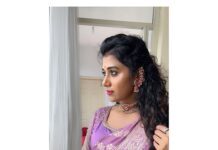 Shilpa Manjunath Instagram - Marking the auspicious occasion of Ganesh Chaturthi🙏🏻 with grace & charm. Embracing the rich hues of elegance today, I'm draped in a stunning purple saree by @classy_renthouse @classy.designerhouse adorned with intricate hand embroidery on the blouse. Adding a touch of timeless allure, my choice of jewelry is none other than the exquisite Jadau Kundan pieces by @thespatika reflecting the grandeur of tradition and style. 💜✨ #EleganceInPurple #HandcraftedBeauty #JadauKundanGlam"