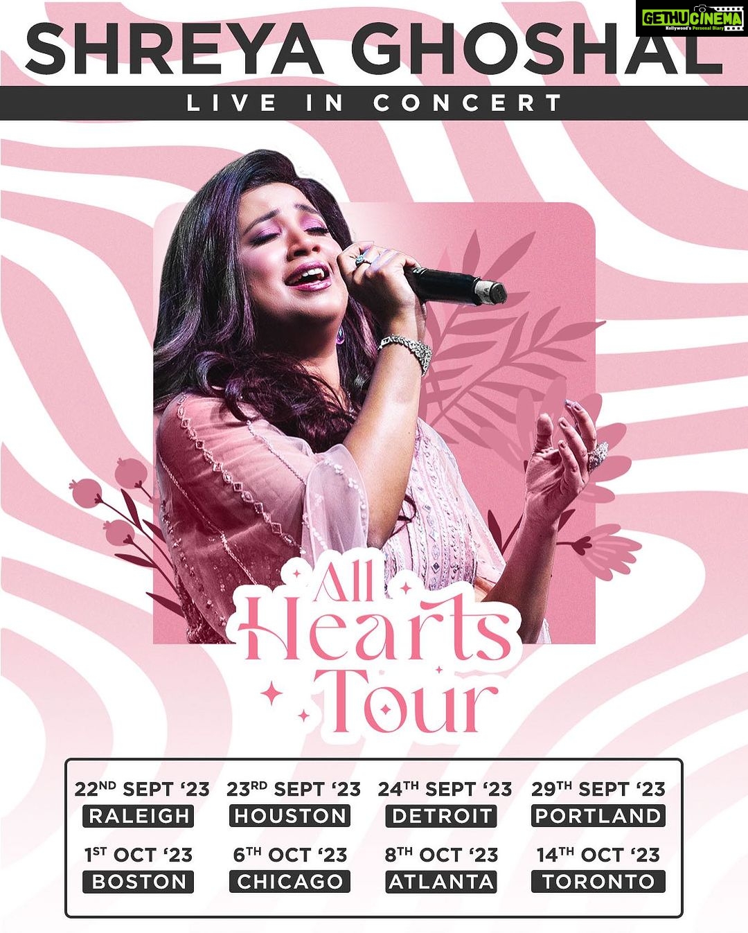 Shreya Ghoshal Instagram All Hearts Tour 🩷 USA Canada are you ready