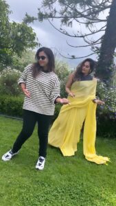 Shrutika Instagram - Two Dance Rockstars at Ooty 🕺 Videography : @mehussain_7 Yellow saree from @thariibyshrutika My shoe : OC from Shruthika 👟 #dancereels #heeriye #viralvideos