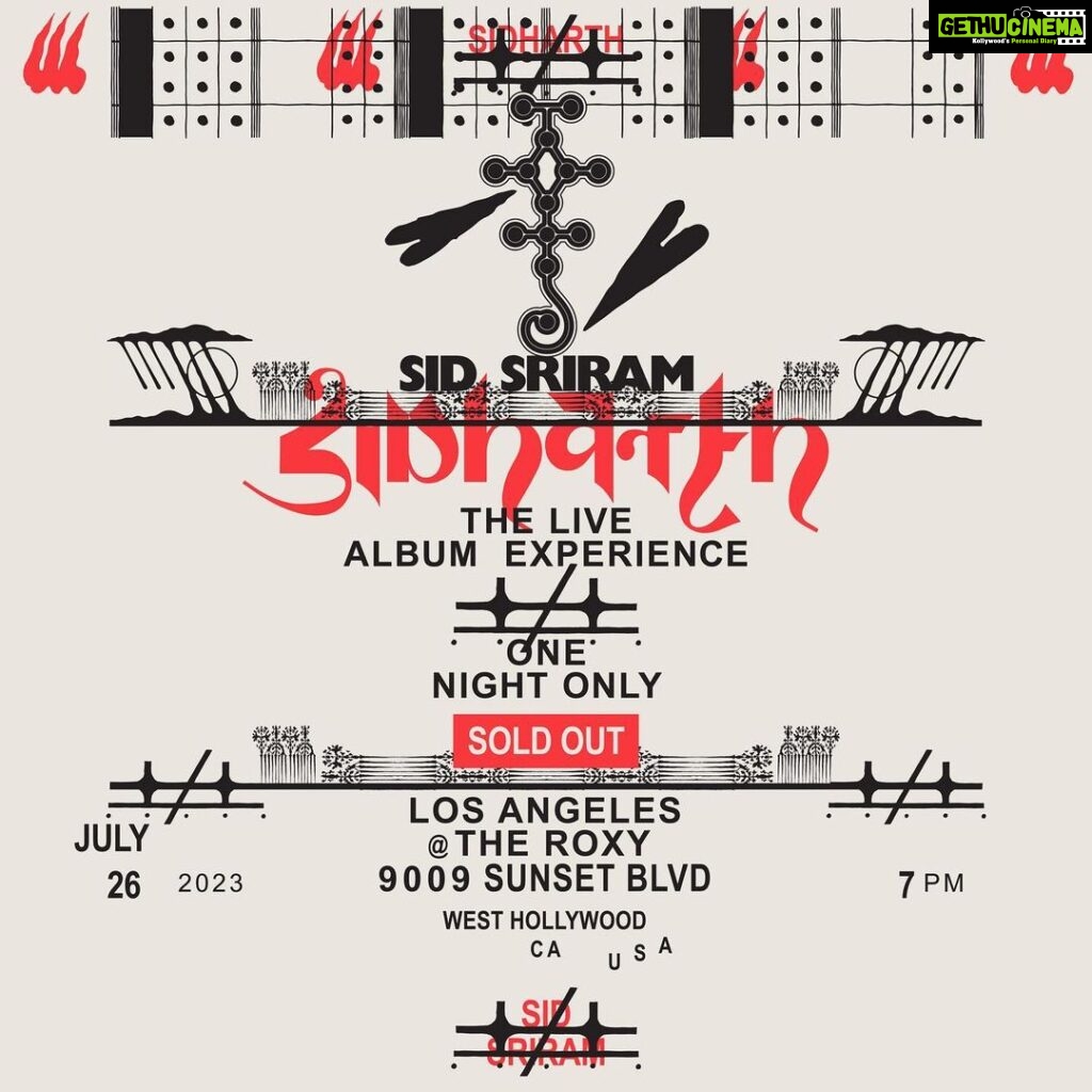 Sid Sriram Instagram - We sold out the The Roxy. Performing my unreleased album “SIDHARTH” live on 7/26, I’ll see you soon LA // All love