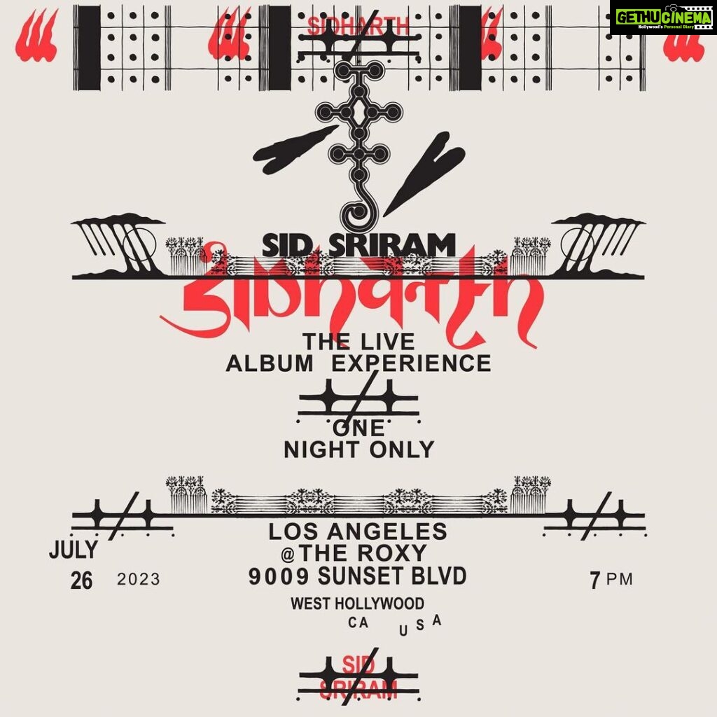 Sid Sriram Instagram - Los Angeles, The Live Album Experience is coming to you 7/26 @theroxy One night only Special pre-sale link in bio // flyer design by @erictimothycarlson All love The Roxy Theatre