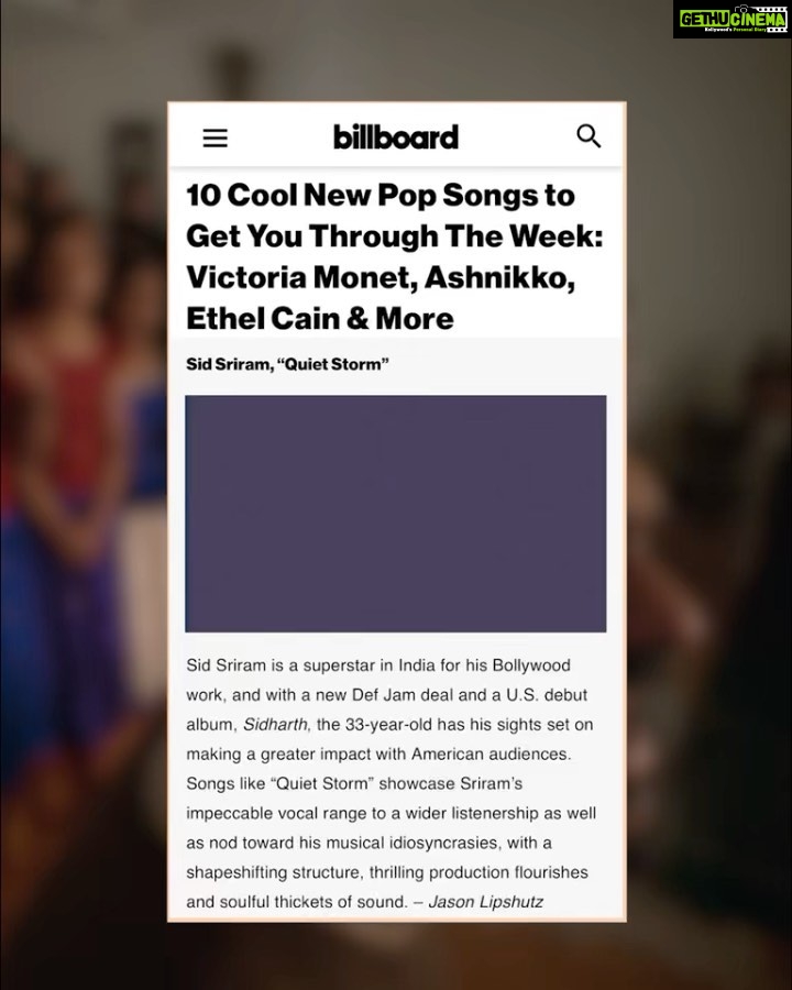 Sid Sriram Instagram - Been about a week since “Sidharth” released. Big big love to everyone listening, supporting and spreading the word. Love y’all 1. Playlists on @spotify, @applemusic, @amazonmusic, @youtubemusic 2. Love for Quiet Storm on @billboard by @jasonlipshutz 3. @kcrw’s @kcrwkramer spinning Stance and Quiet Storm on his show on Sunday night Album produced by @arsononly cc: @mikehamiltonjr @defjam @umusic @nickdierl @orienteer @rajidselim All love